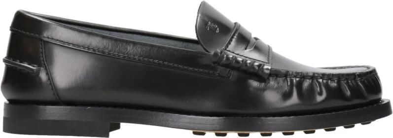 Tod's Zwarte Leren Loafers met Ingeprint Monogram