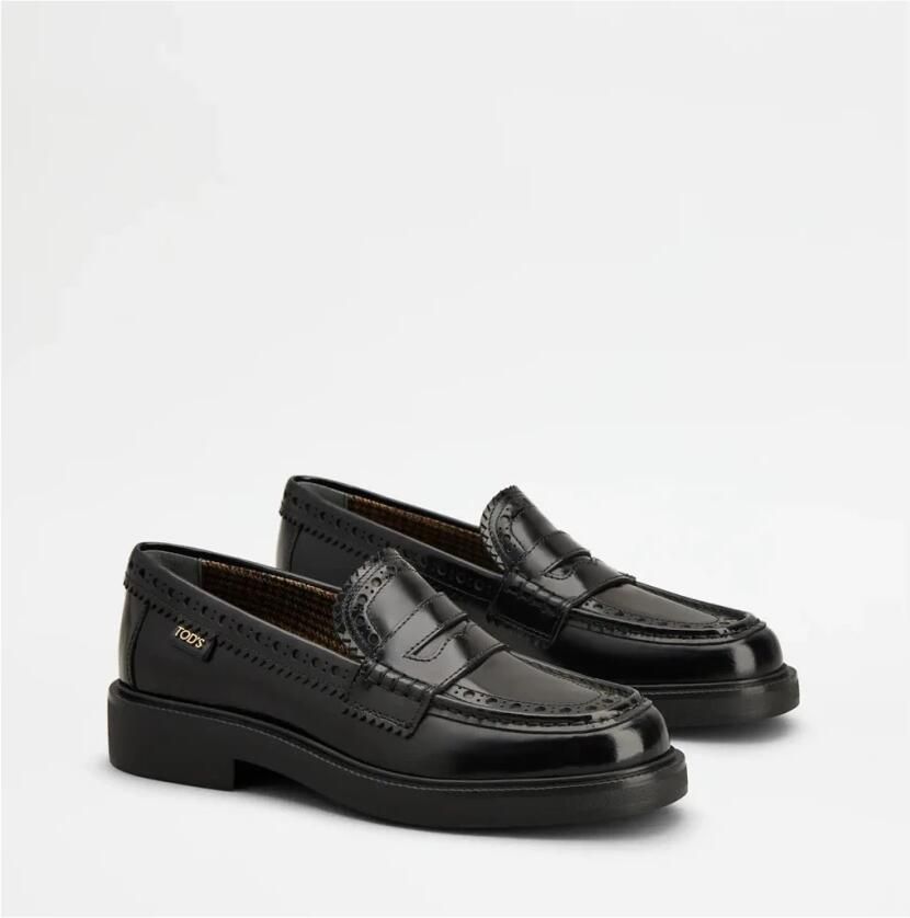 Tod's Zwarte leren mocassin rubberen zool - Foto 2