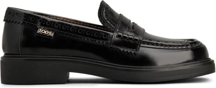 Tod's Zwarte Leren Slip-On Brogues