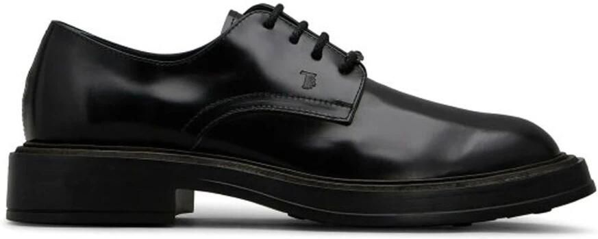 TOD'S Zwarte Veterschoenen van Leer Black Heren