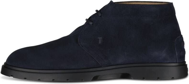 TOD'S Velours Desert Boots Blauw Heren