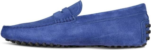 TOD'S Velours Leren Mocassins Slip-On Italië Blue Heren