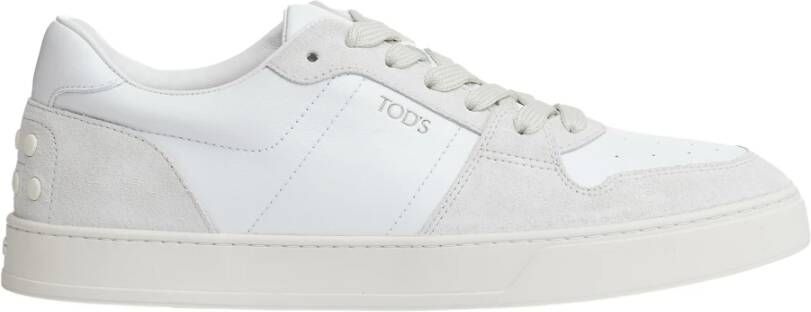 TOD'S Witte Leren en Suède Sneakers White Heren