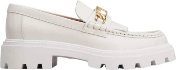 TOD'S Witte leren franje loafer White Dames