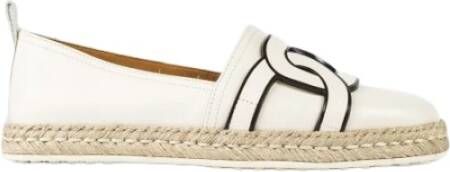 TOD'S Witte leren ketting espadrilles White Dames