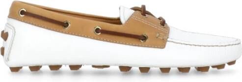 TOD'S Witte Leren Loafers Vierkante Neus Schoenen White Dames