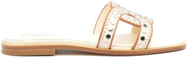 Tod's Witte leren sandalen met metalen studs