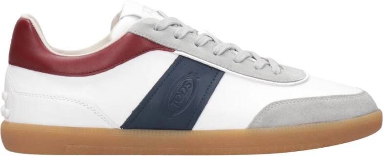 TOD'S Witte Leren Sneakers met Ingedrukt Logo White Heren