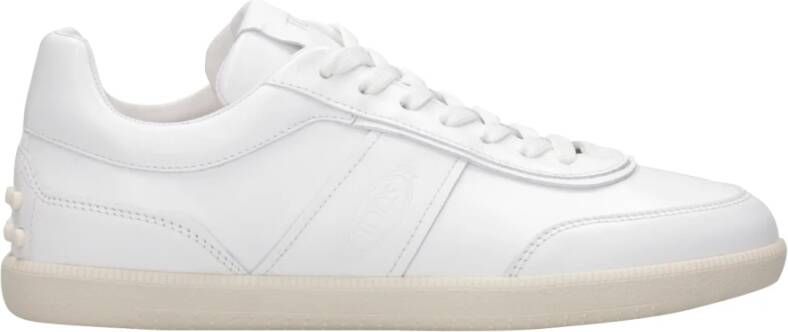 TOD'S Witte Leren Sneakers met Ingedrukt Logo White Heren