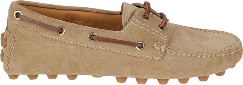 TOD'S Witte platte bootschoenen Brown Dames