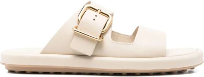 Tod's Witte Platte Sandaal met Metalen Gesp