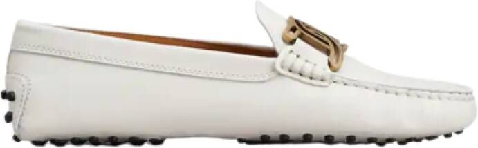 TOD'S Witte platte schoenen van leer met handgemaakte details White Dames