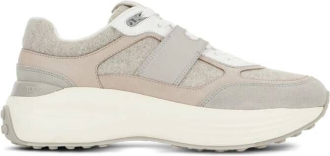 Tod's Witte Sneakers met Stof en Leren Details