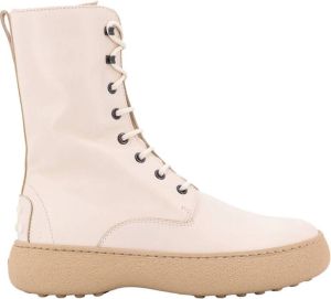 TOD'S Witte Suède Veterschoenen Wit Dames