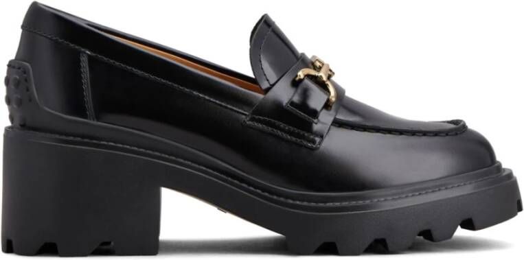 TOD'S Zwart Leren Instap Blokhak Black Dames