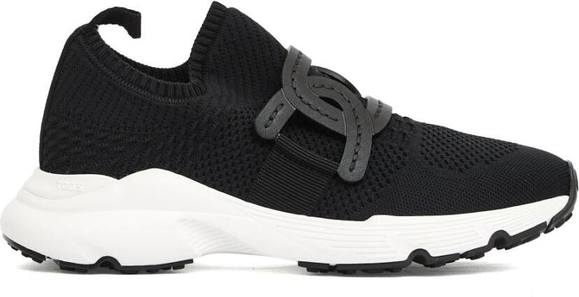 Tod's Zwarte Gebreide Sneakers met Leren Ketting