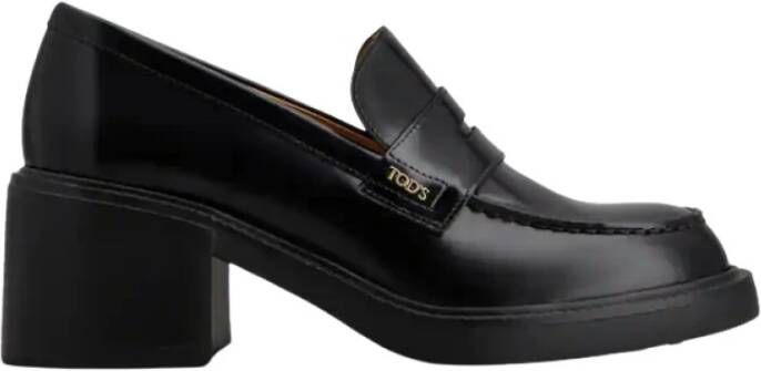 Tod's Zwarte Kalfleren Loafer met Reliëf Logo