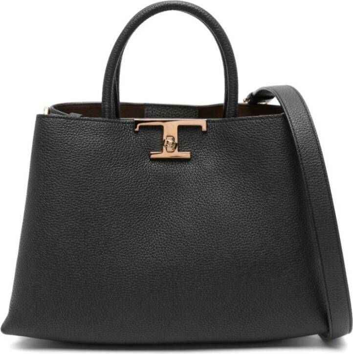 Tod's Zwarte kalfsleren boodschappentas met draaislot gesp