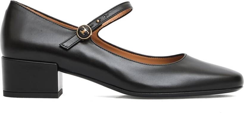 Tod's Zwarte leren ballerina met enkelband