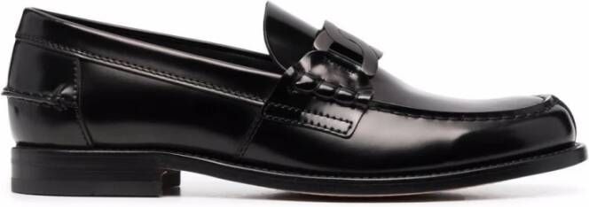 TOD'S Zwarte Leren Chain-Link Loafers Black Heren