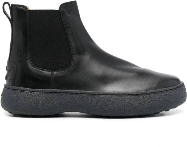 TOD'S Zwarte Leren Chelsea Laarzen Black Heren