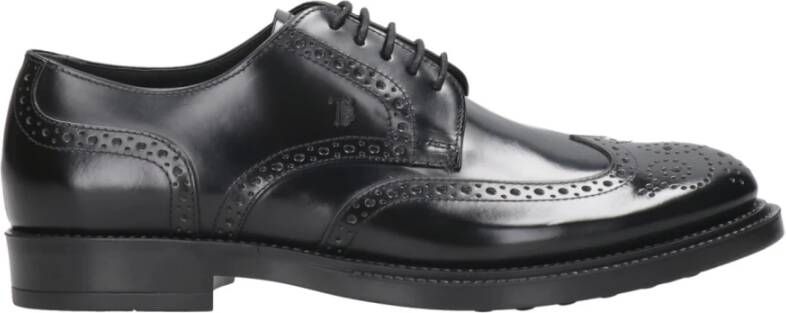 TOD'S Zwarte Leren Derby Schoenen Black Heren