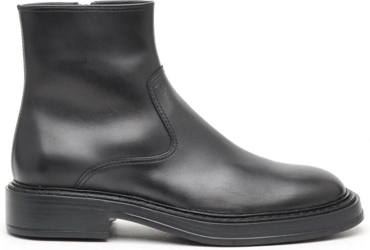 Tod's Zwarte leren enkellaars met rits