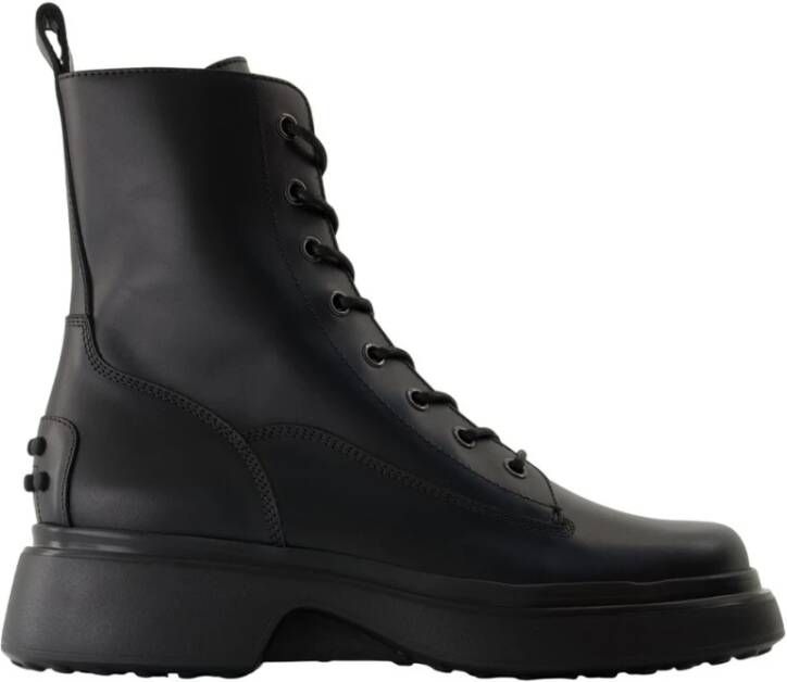 Tod's Zwarte leren enkellaarzen Ronde neus