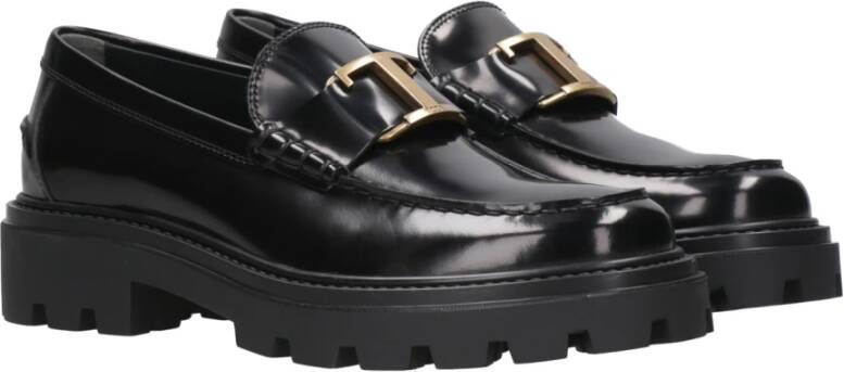 TOD'S Zwarte Leren Herenloafers Black Heren