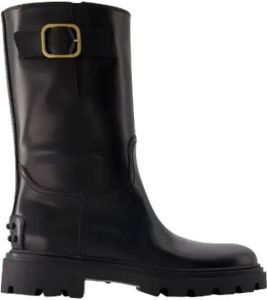 TOD'S Zwarte Leren Laarzen Zwart Dames