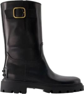 TOD'S Zwarte Leren Laarzen Zwart Dames