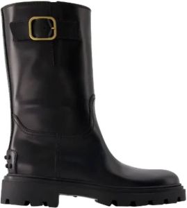 TOD'S Zwarte Leren Laarzen Zwart Dames