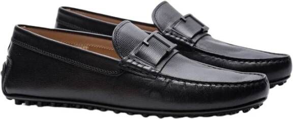 TOD'S Zwarte Leren Loafers Black Heren