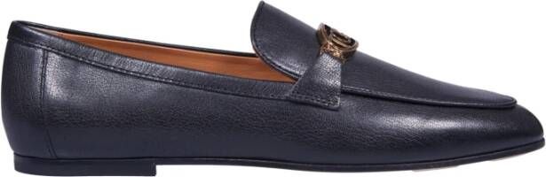 Tod's Zwarte leren loafers met gouden accessoire