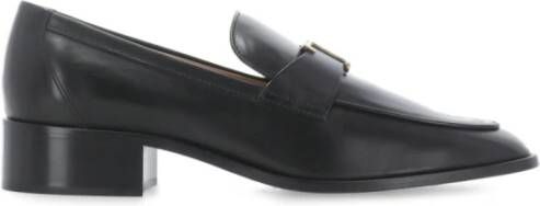 Tod's Zwarte leren loafers met metalen logo
