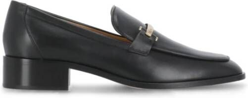 Tod's Zwarte Leren Loafers met T Logo