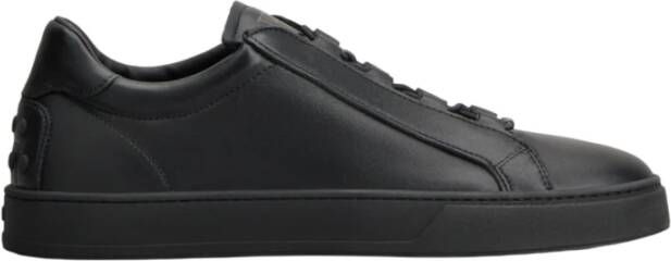 TOD'S Zwarte Leren Minimalistische Sneakers Black Heren