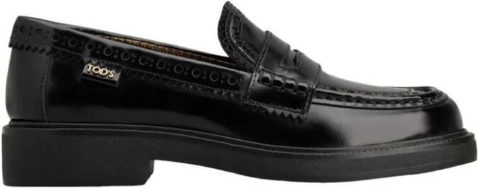 Tod's Zwarte leren mocassin rubberen zool