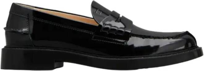TOD'S Glanzende Loafers met Houndstooth Patroon Black Dames