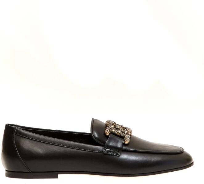 TOD'S Zwarte Leren Mocassins Damesschoenen Black Dames