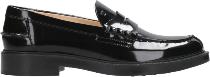 TOD'S Zwarte Leren Moccasin Loafers Black Dames