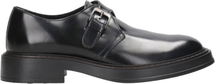Tod's Zwarte Leren Platte Schoenen met Aangepaste Gesp