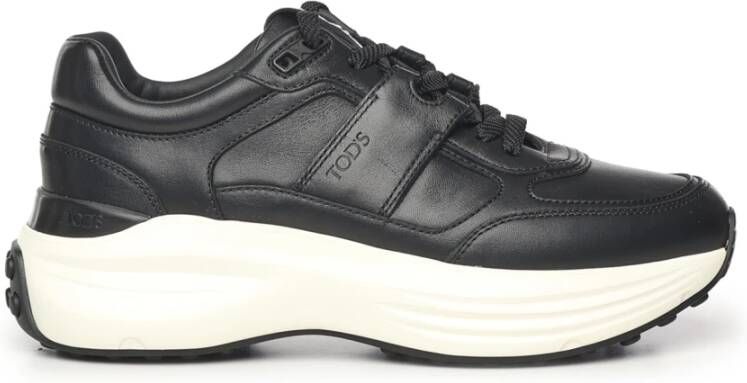 Tod's Zwarte Leren Sneakers met Logodetail