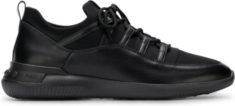 TOD'S Zwarte Leren Sneakers met Logopatch Black Heren