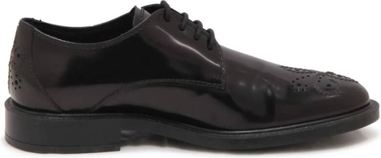 Tod's Zwarte leren veterschoenen met bloe
