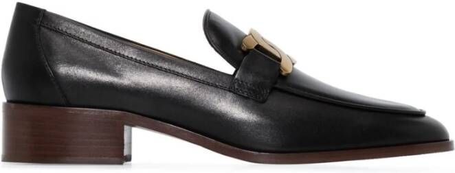 TOD'S Zwarte Loafers met Ketting-Detail Black Dames