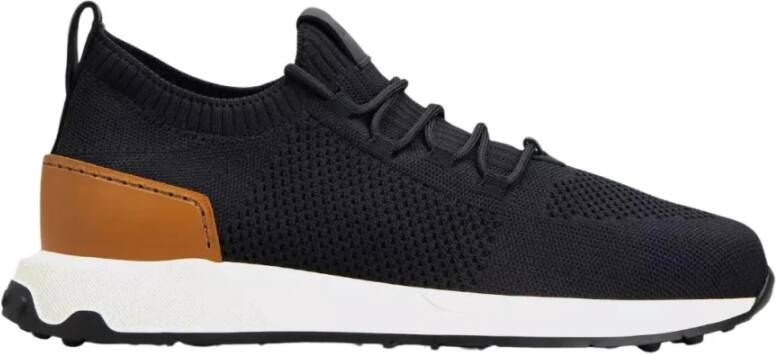 TOD'S Zwarte Mesh Sneakers Comfortabel Bruin Logo Black Heren