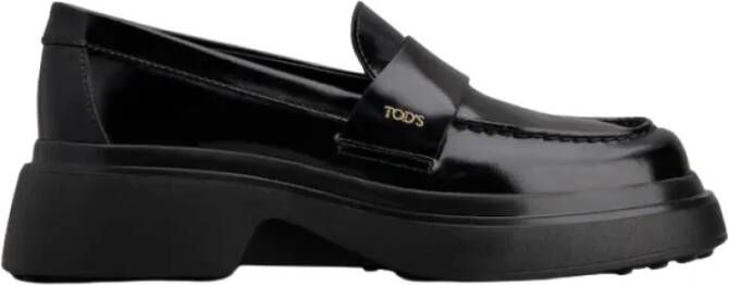 Tod's Zwarte platte loafer met chunky zool