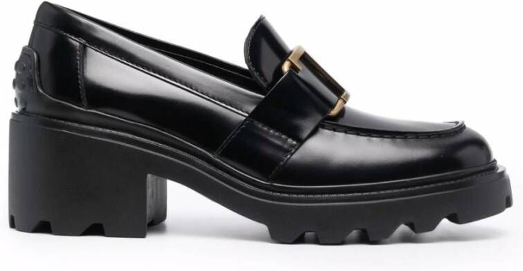 TOD'S Zwarte elegante loafers met middelhak Black Dames