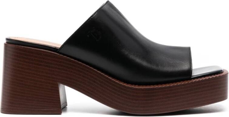 TOD'S Zwarte platte schoenen met 80mm platform Zwart Dames